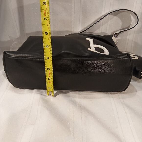 Strada Black & White Vinyl Shoulder Bag w/ Mini Pouch NWT Organizer - Picture 9 of 11